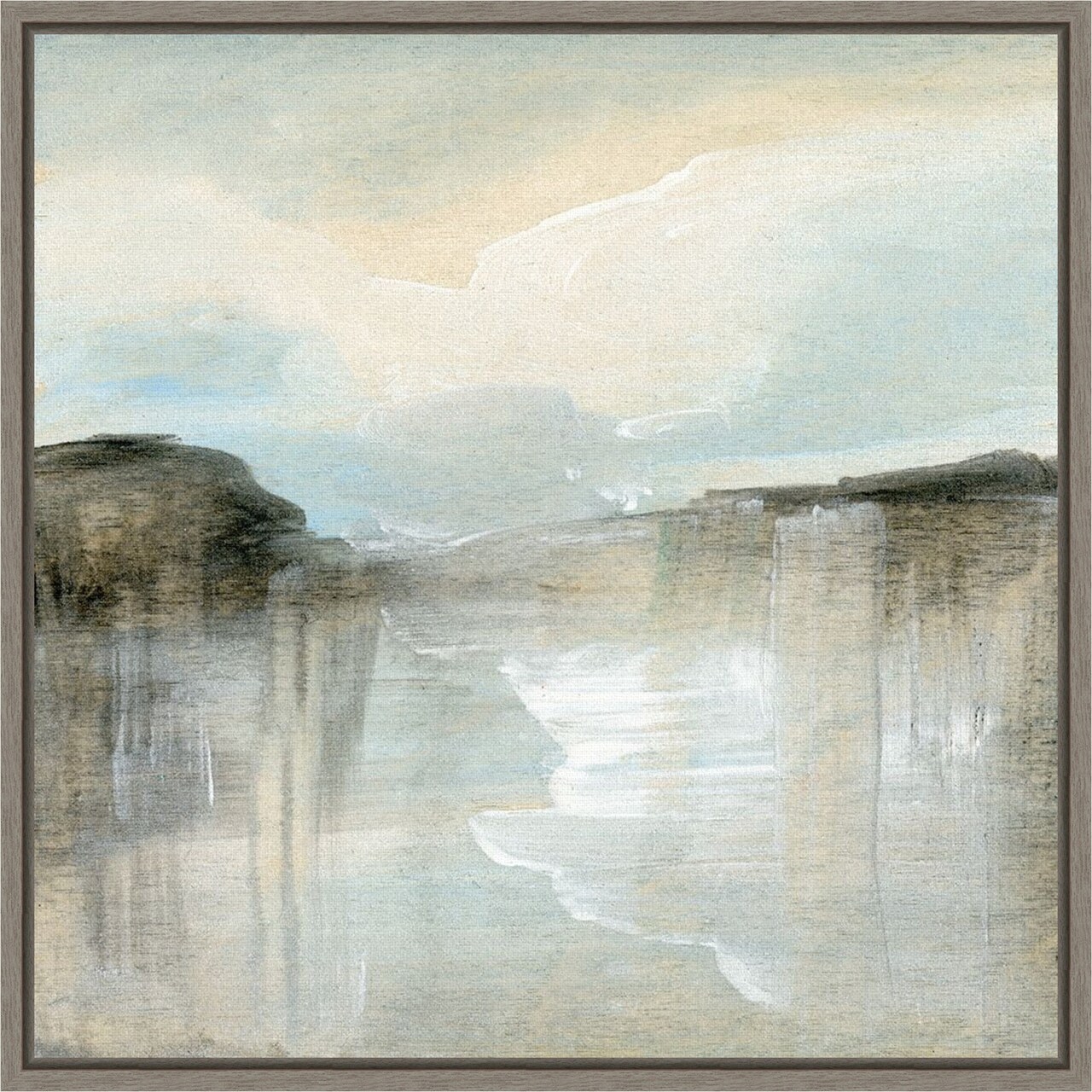 Quiet Beach by Karen Suderman 16-in. W x 16-in. H. Canvas Wall Art Print Framed in Grey